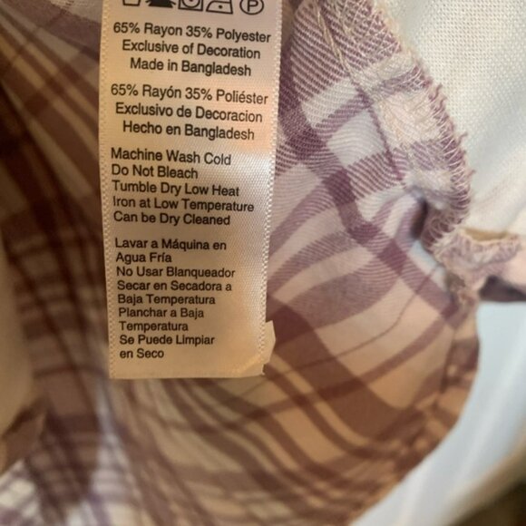 Women’s Jachs Purple &White Plaid Cabincore Flannel LS Button Down Shirt | L NWT - Picture 5 of 6